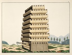 Tour mobile avec galeries extérieures et un bélier supplémentaire, planche de 